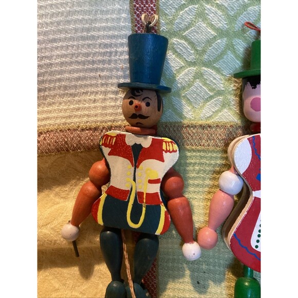 Wooden Vintage Jumping Jack Puppets Pull String Toys Ring Master Austria Clown - Picture 2 of 15